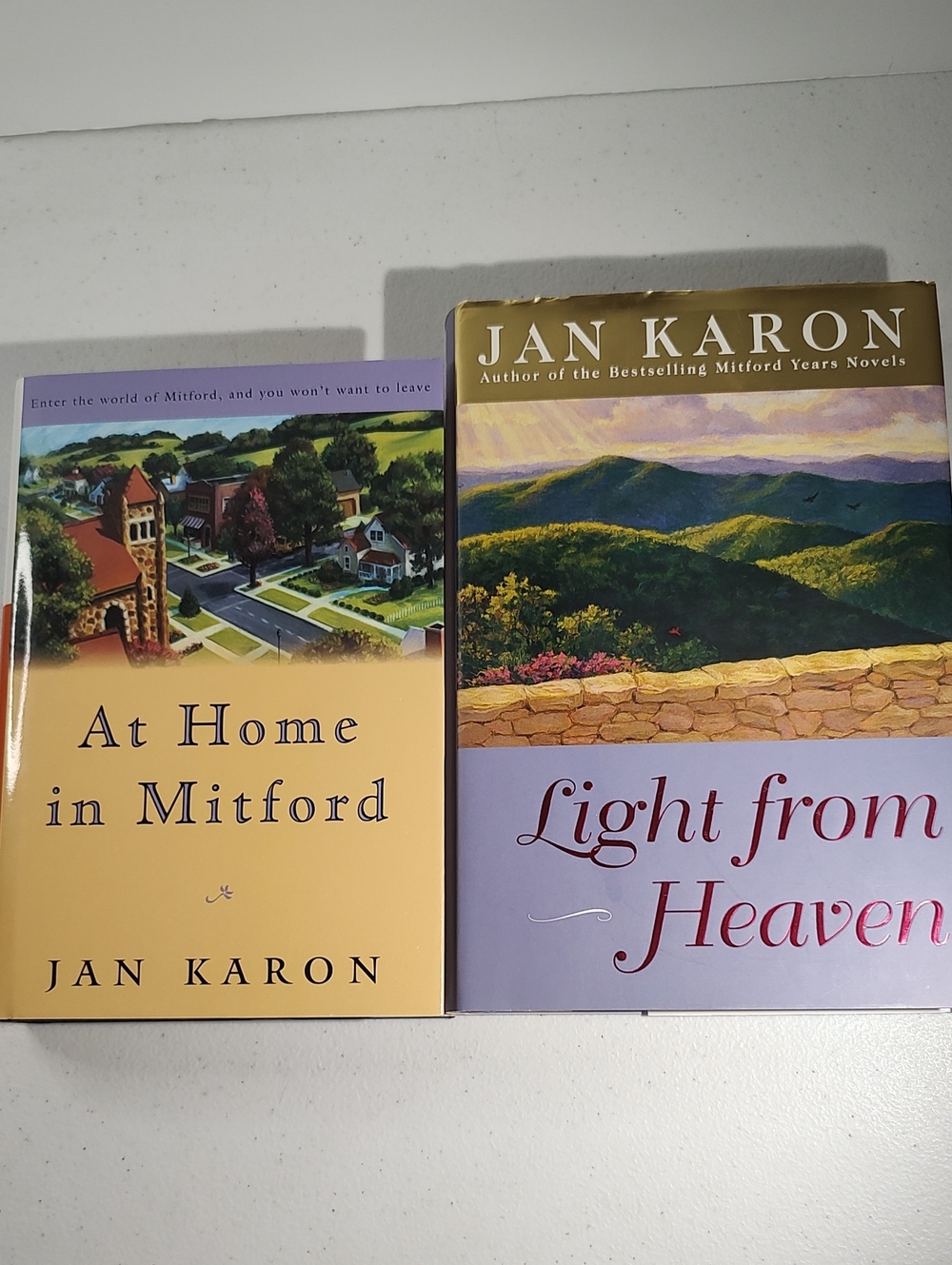 At Home In Mitford & Light From Heaven Hard Cover In Good Condition By Jan Karon